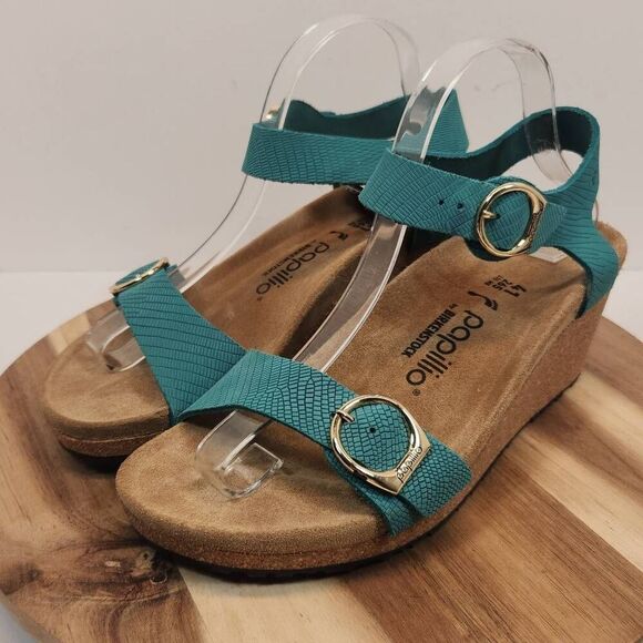 Papillio by Birkenstock Soley Embossed Ankle Strap Wedge Sandals size 10 - 10.5 - Picture 7 of 12